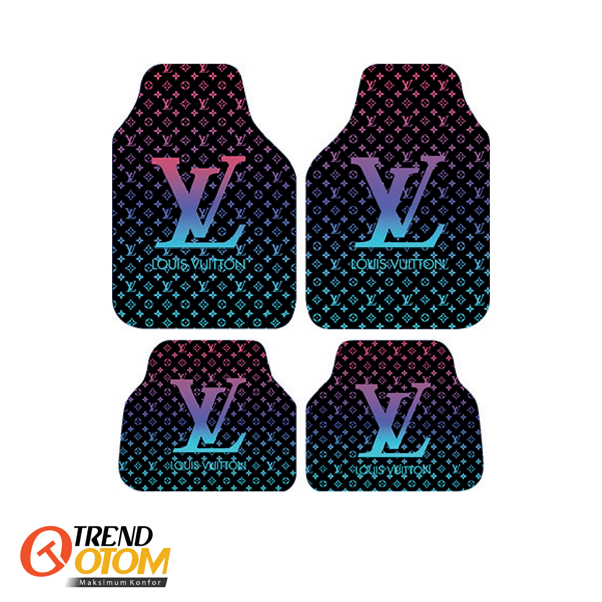 LOUIS VUITTON Turkuaz Siyah Dekor Oto Paspas